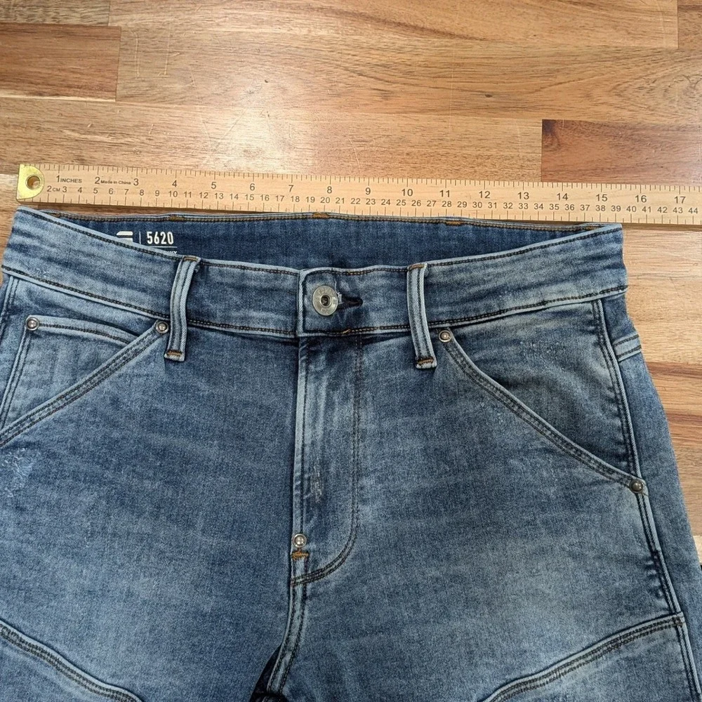G-Star RAW Mens 5620 3D Skinny Jeans 32x30 Light Vintage Moto Biker Denim